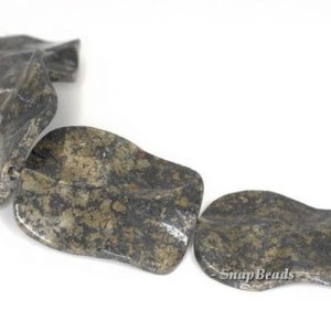 Shop Pyrite Bead Shapes! 40x30mm Iron Pyrite Intrusion Gemstone Black Gold Rectangle Wavy Loose Beads (90144900-416) | Natural genuine other-shape Pyrite beads for beading and jewelry making.  #jewelry #beads #beadedjewelry #diyjewelry #jewelrymaking #beadstore #beading #affiliate #ad