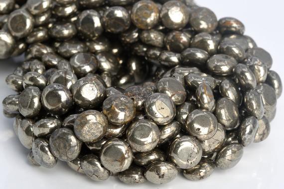 10x5mm Copper Pyrite Beads Flat Round Button Aaa Genuine Natural Gemstone Half Strand Loose Beads 7.5" Bulk Lot 1,3,5,10,50 (104958h-1385)