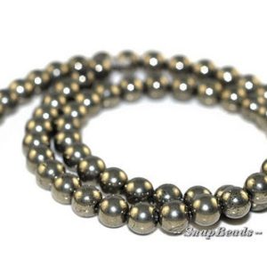 Shop Pyrite Round Beads! 4mm Palazzo Iron Pyrite Gemstone Grade AA Round 4mm Loose Beads 15.5inch Full Strand (90181671-107) | Natural genuine round Pyrite beads for beading and jewelry making.  #jewelry #beads #beadedjewelry #diyjewelry #jewelrymaking #beadstore #beading #affiliate #ad