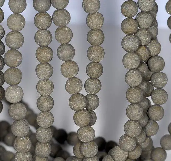 6mm Matte Pyrite Gemstones Round 6mm Loose Beads 15.5 Inch Full Strand (80000579-279)