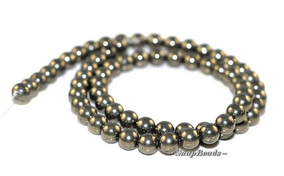 6mm Palazzo Iron Pyrite Gemstones Round 6mm Loose Beads 16 Inch Full Strand (90107054-401)