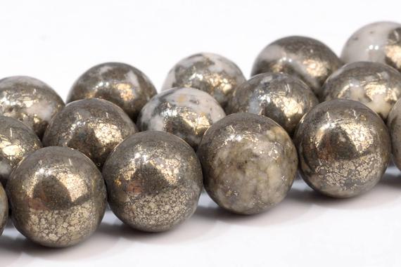White Copper Pyrite Beads Genuine Natural Grade Aaa Gemstone Round Loose Beads 6mm 8mm 10mm Bulk Lot Options