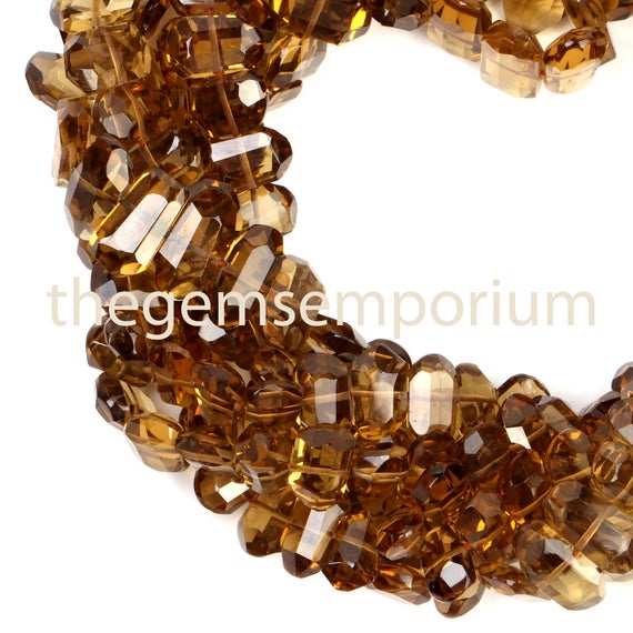 Whisky Quartz Faceted Flat Nuggets Shape Beads, Whisky Quartz Central Drill Nugget Beads, Whisky Quartz Flat Nuggets, Whisky Quartz Nuggets
