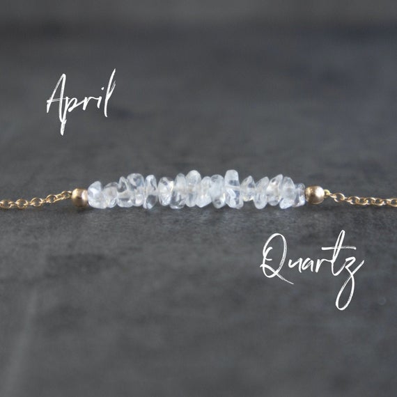Clear Quartz Necklace, Raw Crystal Quartz April Birthstone Necklaces For Women, Gifts For Her