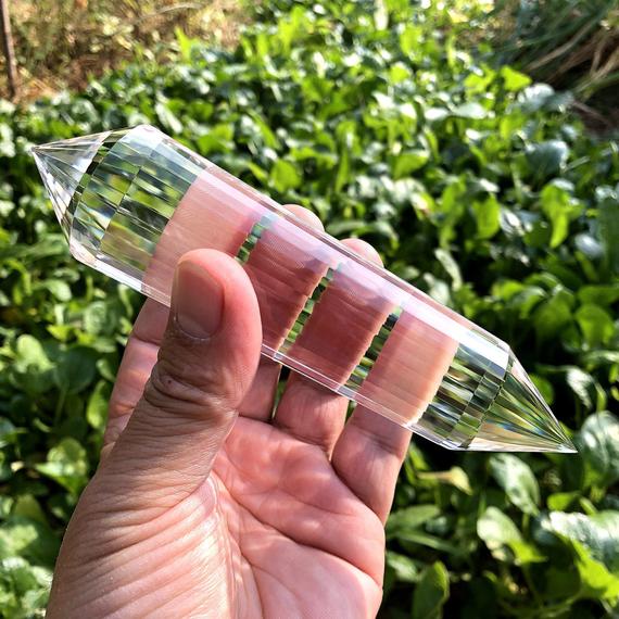 6.22"natural Clear Quartz Crystal Point/himalayan Tibetan High Altitude Perfect 36 Sided Double Terminated Vogel Wand/reiki Healing Stick