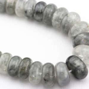 Cloudy Gray Quartz Graduated Smooth Rondelle Beads 8-18mm 15.5" Strand | Natural genuine rondelle Quartz beads for beading and jewelry making.  #jewelry #beads #beadedjewelry #diyjewelry #jewelrymaking #beadstore #beading #affiliate #ad