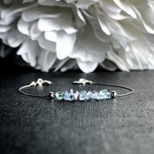 Rainbow Fluorite anxiety Bracelet, empath protection, dainty anklet, Empath Jewelry