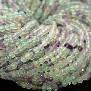 3MM Rainbow Fluorite Gemstone Micro Faceted Round Grade Aaa Beads 15.5inch WHOLESALE (80010179-A194)
