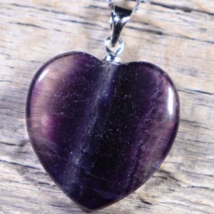 Rainbow Fluorite Heart Healing Stone Necklace for Capricorns, Aries, Pisces and the Heart, Throat, Brow and Crown Chakras !