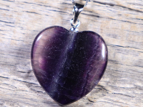 Rainbow Fluorite Heart Healing Stone Necklace For Capricorns, Aries, Pisces And The Heart, Throat, Brow And Crown Chakras !