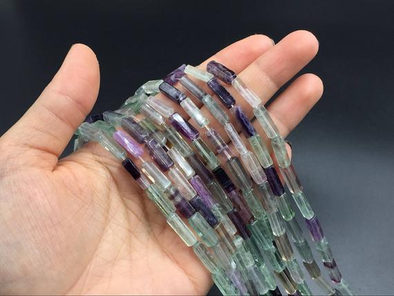 Natural Fluorite Tube Beads 4x14mm Rectangle Fluorite Beads Rainbow Fluorite Gemstone Semiprecious Beads Diy Jewelry Beads 30pieces/strand
