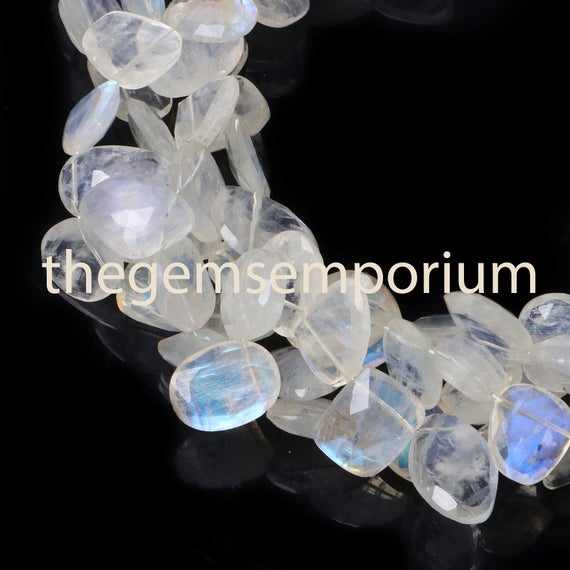 Rainbow Moonstone Faceted Table Cut Nuggets Shape Beads,  10x12-14x18mm  Moonstone Beads, Rainbow Moonstone Beads, Blue Moonstone Beads