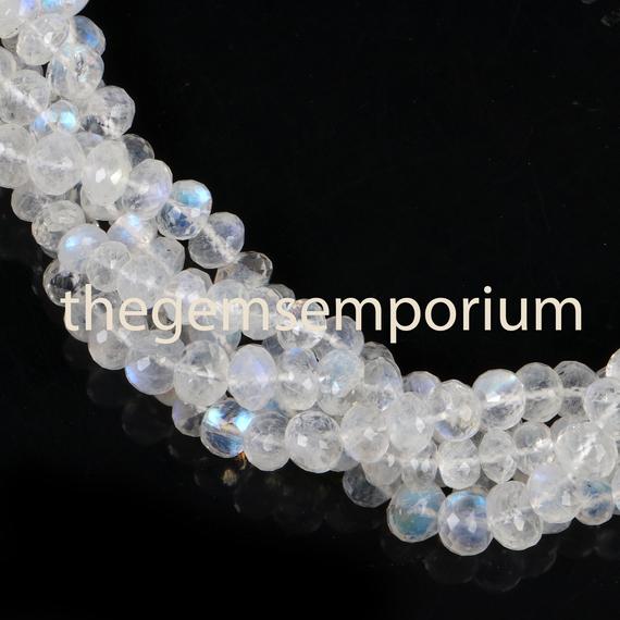 Rainbow Moonstone Faceted Rondelle, 5.5-6.5mm Natural Rainbow Moonstone Beads, Moonstone Rondelle Beads,rainbow Moonstone Faceted Beads