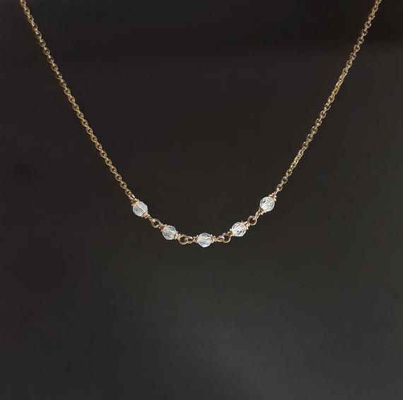 Rainbow Moonstone Necklace, June Birthstone Necklace /handmade Jewelry/ Necklaces For Women, Gemstone Necklace, Beaded Choker, Dainty Choker