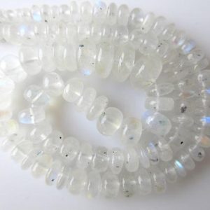 Shop Rainbow Moonstone Rondelle Beads! White Rainbow Moonstone Rondelle Beads, Moonstone Smooth Rondelle Beads, 5mm to 12mm Beads, 18 Inch Strand, GDS655 | Natural genuine rondelle Rainbow Moonstone beads for beading and jewelry making.  #jewelry #beads #beadedjewelry #diyjewelry #jewelrymaking #beadstore #beading #affiliate #ad