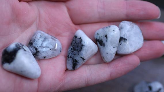 Rainbow Moonstone Tumbled Stone 0.5 Inch + Crystal