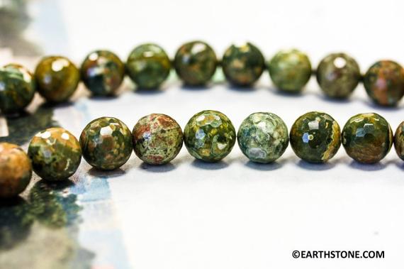M/ Rhyolite 14mm/ 12mm/ 10mm Faceted Round Beads 16" Strand Natural Rhyolite Gemstone Beads For Jewelry Making