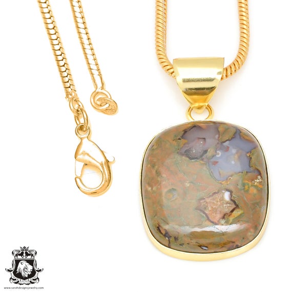 Rhyolite Pendant Necklaces & Free 3mm Italian 925 Sterling Silver Chain Gph463