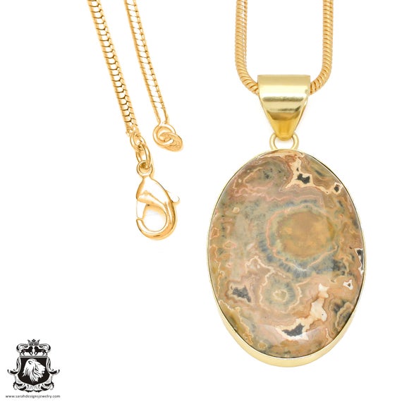 Rhyolite Pendant Necklaces & Free 3mm Italian 925 Sterling Silver Chain Gph461
