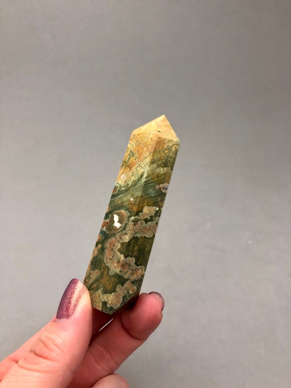 Rainforest Jasper Rhyolite Stone Crystal Point (3") For Positive Changes, Blissful Life, Connecting To Earth, Elemental Kingdom, Grounding