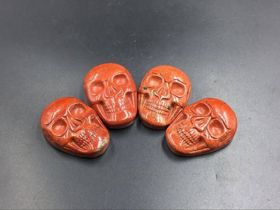 Carved Skull Cabochon Natural Red Jasper Skull Cabochon 25x35mm Large Gemstone Cabochon Flat Back Red Stone Skull Jewelry Cabochon Cab Gc