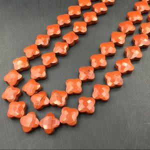 Shop Red Jasper Faceted Beads! Faceted Red Jasper Clover Beads Red Gemstone Beads Flower Beads Floral Beads Red Jasper Beads Jewelry Beads Supplies 13mm 30pieces/strand | Natural genuine faceted Red Jasper beads for beading and jewelry making.  #jewelry #beads #beadedjewelry #diyjewelry #jewelrymaking #beadstore #beading #affiliate #ad