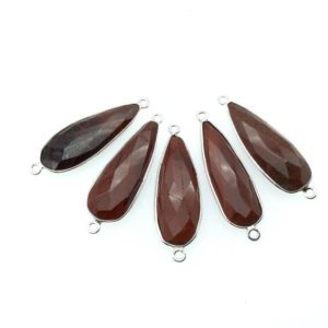 Shop Red Jasper Faceted Beads! Silver Finish Faceted Red Jasper Long Teardrop Shaped Bezel Connector Component – Measuring 12mm x 30mm – Natural Semi-precious Gemstone | Natural genuine faceted Red Jasper beads for beading and jewelry making.  #jewelry #beads #beadedjewelry #diyjewelry #jewelrymaking #beadstore #beading #affiliate #ad