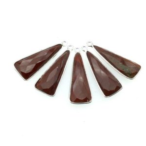 Shop Red Jasper Faceted Beads! Silver Finish Faceted Red Jasper Long Triangle Shaped Bezel Pendant Component – Measuring 10mm x 25mm – Natural Semi-precious Gemstone | Natural genuine faceted Red Jasper beads for beading and jewelry making.  #jewelry #beads #beadedjewelry #diyjewelry #jewelrymaking #beadstore #beading #affiliate #ad