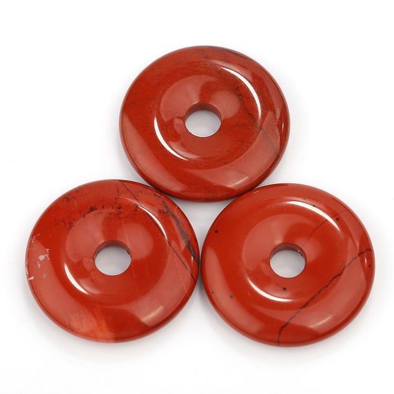 Natural Red Jasper Donut Circle Pendant Size 40mm 50mm Sold Per Piece
