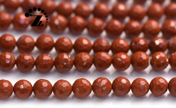 Grade Aa Red Jasper,faceted(128 Faces) Round Beads,natural Jasper Beads,gemstone,6mm 8mm For Choice, 15" Full Strand