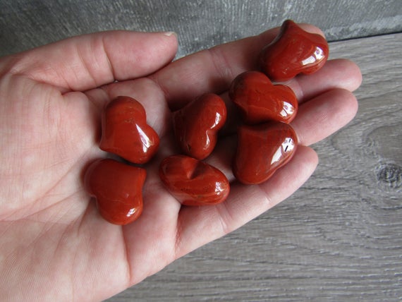 Red Jasper Stone Puffy Shaped 25 Mm Heart K49
