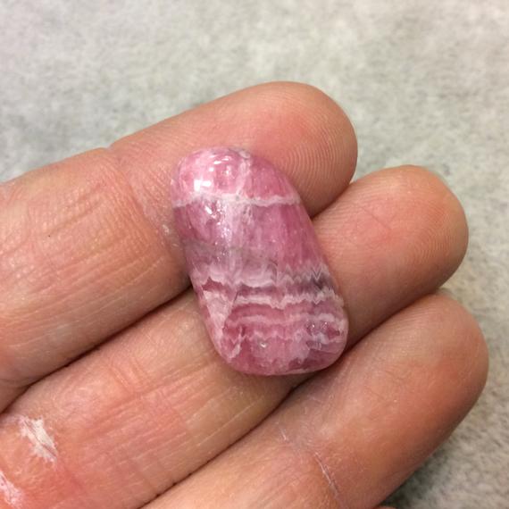 Natural Pink/white Rhodochrosite Freeform Shaped Flat Back Cabochon - Measuring 14mm X 26mm, 6mm Dome Height - High Quality Gemstone