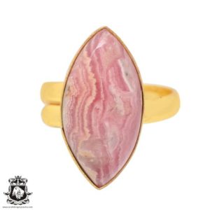 Shop Rhodochrosite Rings! Size 10.5 – Size 12 Rhodochrosite Ring Meditation Ring 24K Gold Ring GPR838 | Natural genuine Rhodochrosite rings, simple unique handcrafted gemstone rings. #rings #jewelry #shopping #gift #handmade #fashion #style #affiliate #ad