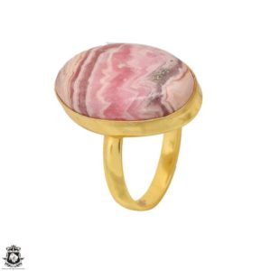 Shop Rhodochrosite Rings! Size 10.5 – Size 12 Rhodochrosite Ring Meditation Ring 24K Gold Ring GPR1627 | Natural genuine Rhodochrosite rings, simple unique handcrafted gemstone rings. #rings #jewelry #shopping #gift #handmade #fashion #style #affiliate #ad