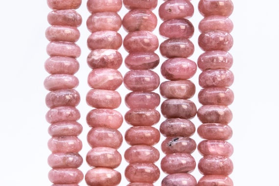 Genuine Natural Argentina Rhodochrosite Gemstone Beads 6x4mm Gray Pink Rondelle A Quality Loose Beads (115493)