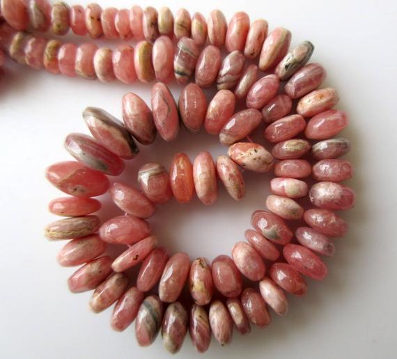 Rhodochrosite Rondelle Beads, Smooth Rondelle Beads, 8mm To 14mm Beads, 16 Inch Strand, Gds657
