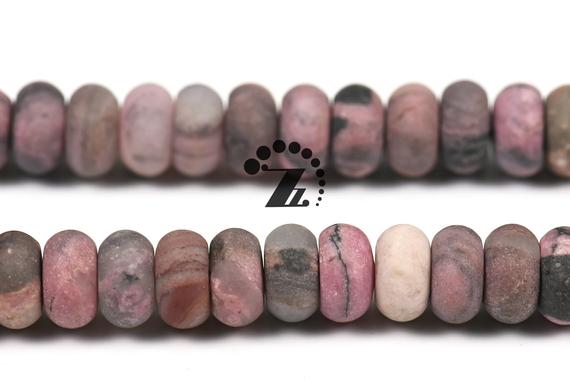 Pink Rhodochrosite,15" Full Strand Natural Pink Rhodochrosite Beads,matte Rondelle Beads,pink Rhodochrosite Stone,5-6x10mm 8x12mm For Choice