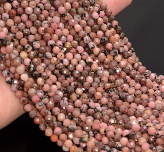 5mm Rhodonite Gemstone Grade A Micro Faceted Round Beads 15.5 Inch Full Strand Bulk Lot 1,2,6,12 And 50(80010050-a199)