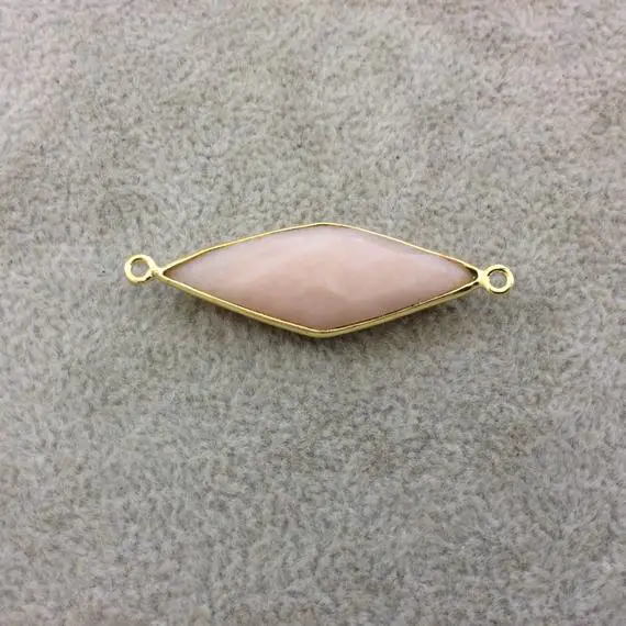 Rhodonite Bezel | Gold Plated Natural Mixed Faceted Diamond Shaped Copper Bezel Connector - Measures 13mm X 37mm - Sold Individually