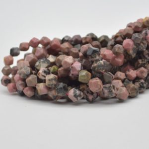 Shop Rhodonite Faceted Beads! Rhodonite Star Cut Faceted Round  Beads – 6mm, 8mm sizes – 15" Strand – Natural Semi-precious Gemstone | Natural genuine faceted Rhodonite beads for beading and jewelry making.  #jewelry #beads #beadedjewelry #diyjewelry #jewelrymaking #beadstore #beading #affiliate #ad