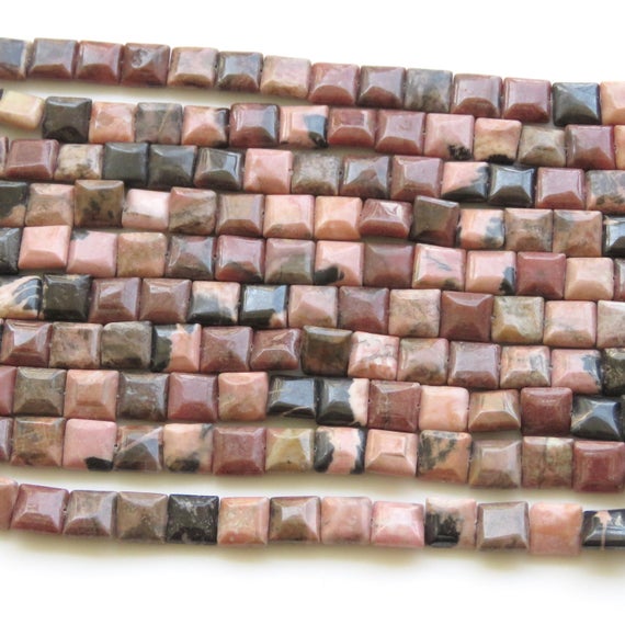 Natural Rhodonite Gemstone Beads, 10mm Fancy Square Shaped Rhodonite Smooth Beads, Rhodonite Beads, 13 Inch Strand, Gds1387