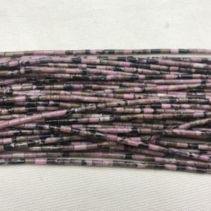 Shop Rhodonite Bead Shapes! Natural Rhodonite Pink 2x4mm Column Genuine Black Line Loose Tube Beads 15 inch Jewelry Supply Bracelet Necklace Material Support Wholesale | Natural genuine other-shape Rhodonite beads for beading and jewelry making.  #jewelry #beads #beadedjewelry #diyjewelry #jewelrymaking #beadstore #beading #affiliate #ad