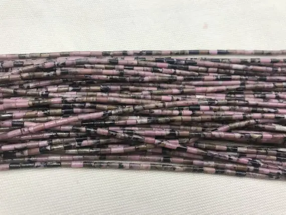 Natural Rhodonite Pink 2x4mm Column Genuine Black Line Loose Tube Beads 15 Inch Jewelry Supply Bracelet Necklace Material Support Wholesale
