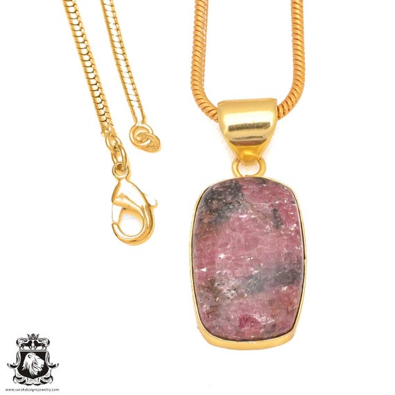 Rhodonite 24k Gold Pendant Necklaces