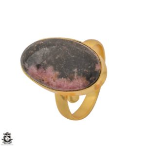 Shop Rhodonite Rings! Size 10.5 – Size 12 Adjustable Rhodonite Energy Healing Ring • Meditation Crystal Ring • 24K Gold  Ring GPR1245 | Natural genuine Rhodonite rings, simple unique handcrafted gemstone rings. #rings #jewelry #shopping #gift #handmade #fashion #style #affiliate #ad