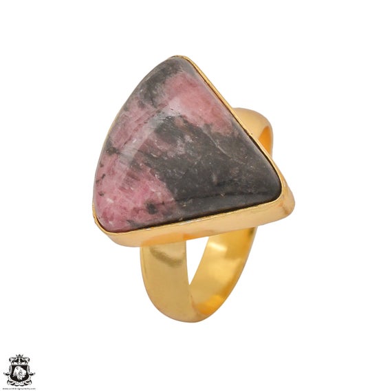 Size 7.5 - Size 9 Rhodonite Ring Meditation Ring 24k Gold Ring Gpr1241