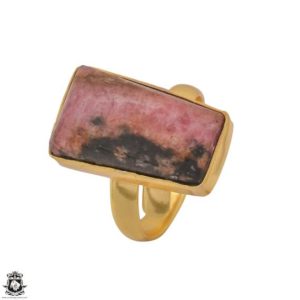 Shop Rhodonite Rings! Size 7.5 – Size 9 Rhodonite Ring Meditation Ring 24K Gold Ring GPR1244 | Natural genuine Rhodonite rings, simple unique handcrafted gemstone rings. #rings #jewelry #shopping #gift #handmade #fashion #style #affiliate #ad