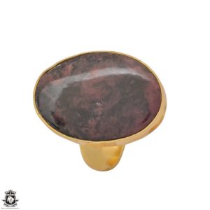 Shop Rhodonite Rings! Size 8.5 – Size 10 Rhodonite Ring Meditation Ring 24K Gold Ring GPR1237 | Natural genuine Rhodonite rings, simple unique handcrafted gemstone rings. #rings #jewelry #shopping #gift #handmade #fashion #style #affiliate #ad