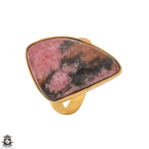 Shop Rhodonite Rings! Size 8.5 – Size 10 Rhodonite Ring Meditation Ring 24K Gold Ring GPR1238 | Natural genuine Rhodonite rings, simple unique handcrafted gemstone rings. #rings #jewelry #shopping #gift #handmade #fashion #style #affiliate #ad