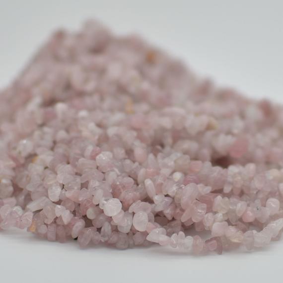 Natural Madagascar Rose Quartz Semi-precious Gemstone Chips Nuggets Beads - 5mm - 8mm, 32" Strand